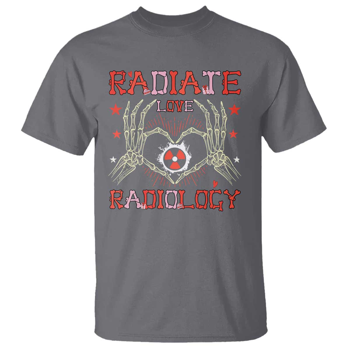 Valentines Radiology T Shirt Retro Rad Tech Skeleton Radiate Love Radiology TS10 Charcoal Print Your Wear