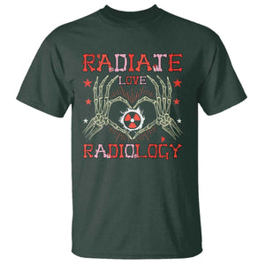 Valentines Radiology T Shirt Retro Rad Tech Skeleton Radiate Love Radiology TS10 Dark Forest Green Print Your Wear