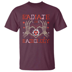 Valentines Radiology T Shirt Retro Rad Tech Skeleton Radiate Love Radiology TS10 Maroon Print Your Wear