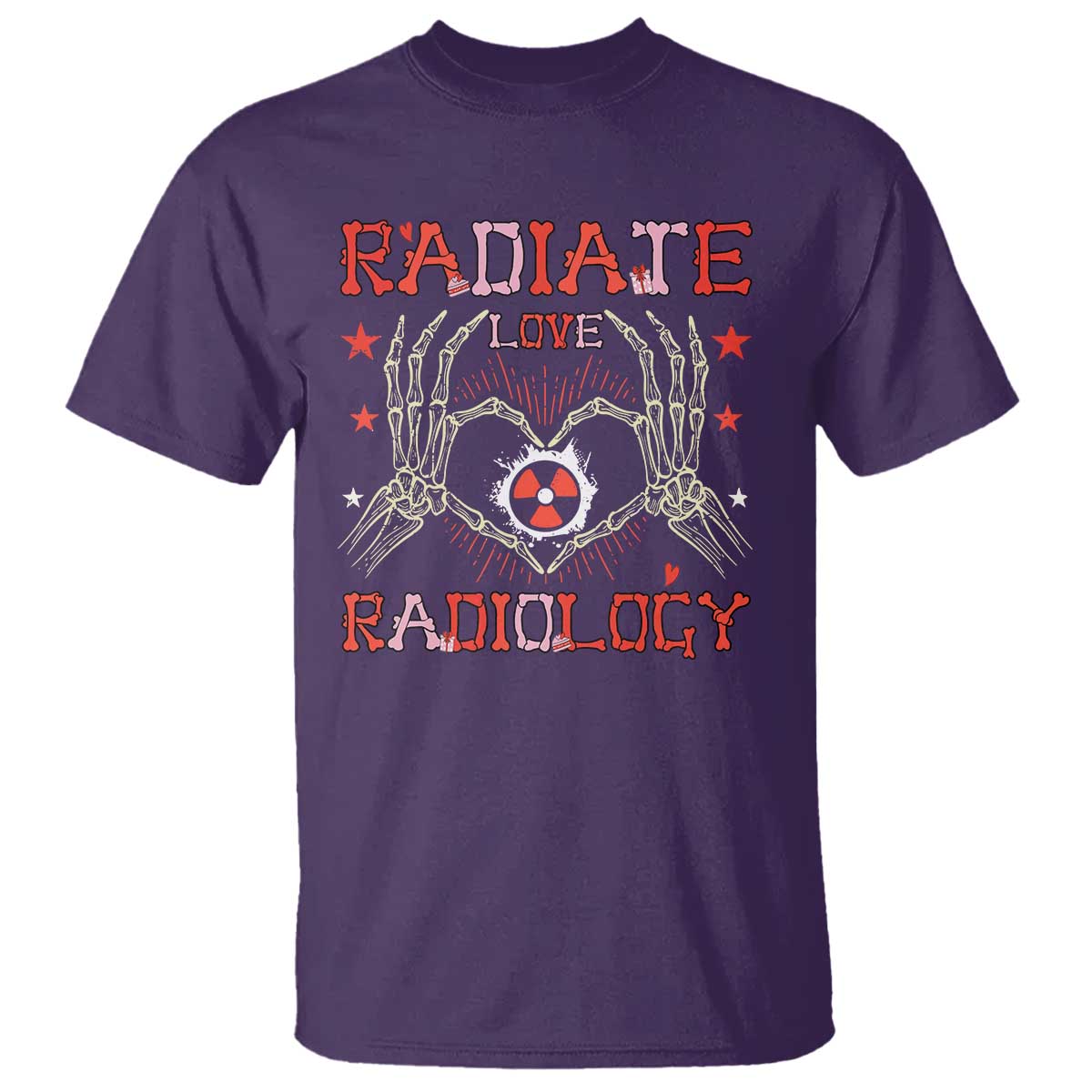 Valentines Radiology T Shirt Retro Rad Tech Skeleton Radiate Love Radiology TS10 Purple Print Your Wear