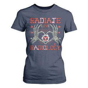 Valentines Radiology T Shirt For Women Retro Rad Tech Skeleton Radiate Love Radiology TS10 Navy Print Your Wear