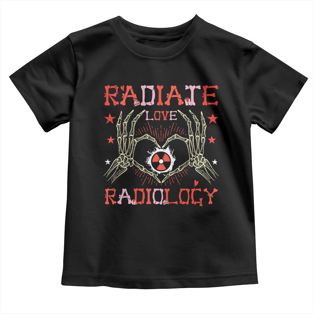 Valentines Radiology Toddler T Shirt Retro Rad Tech Skeleton Radiate Love Radiology TS10 Black Print Your Wear