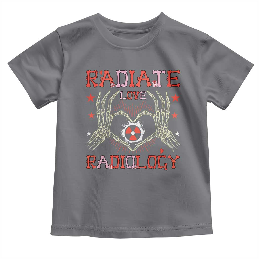 Valentines Radiology Toddler T Shirt Retro Rad Tech Skeleton Radiate Love Radiology TS10 Charcoal Print Your Wear