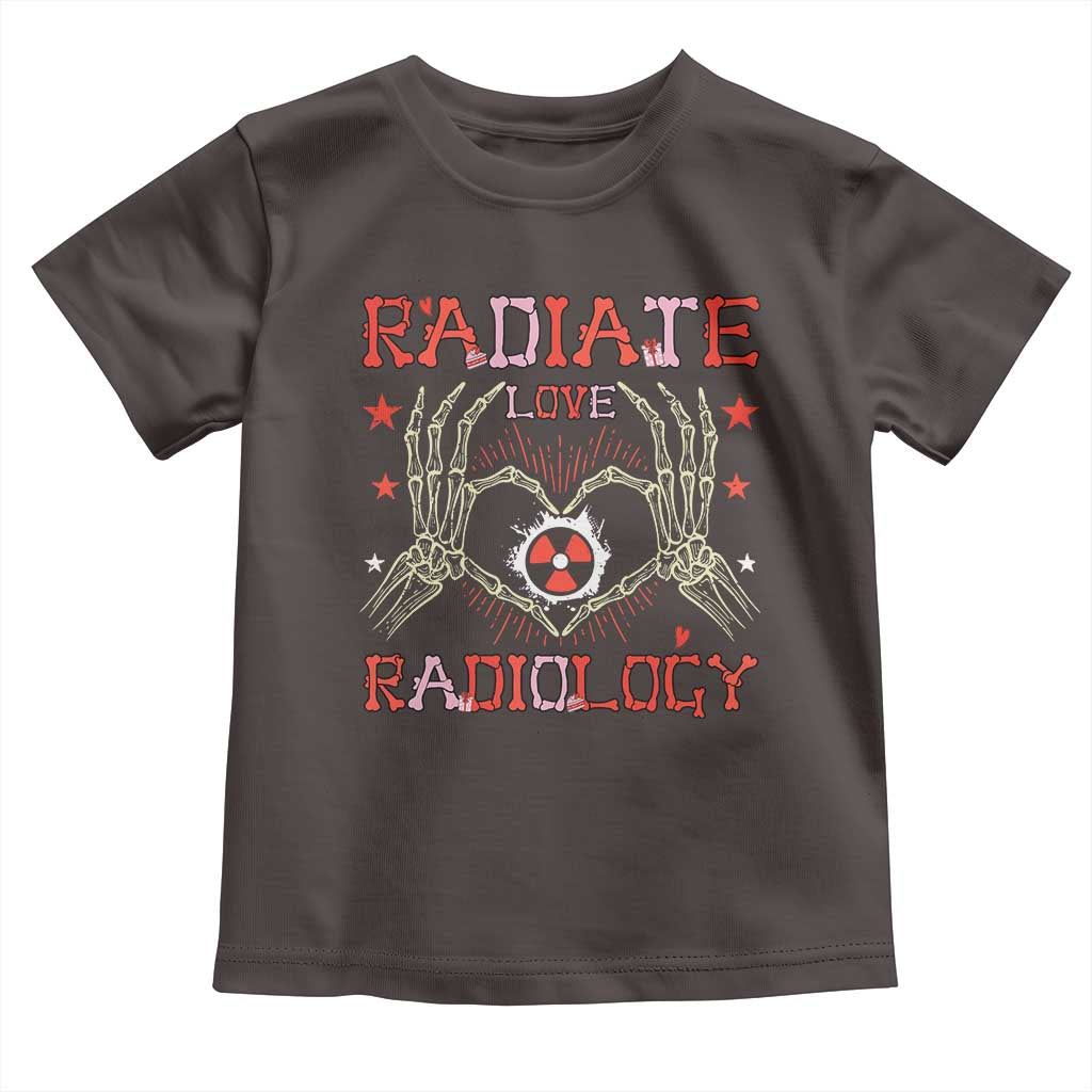 Valentines Radiology Toddler T Shirt Retro Rad Tech Skeleton Radiate Love Radiology TS10 Dark Chocolate Print Your Wear