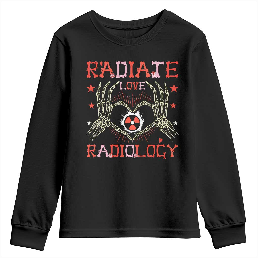 Valentines Radiology Youth Sweatshirt Retro Rad Tech Skeleton Radiate Love Radiology TS10 Black Print Your Wear