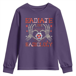 Valentines Radiology Youth Sweatshirt Retro Rad Tech Skeleton Radiate Love Radiology TS10 Purple Print Your Wear