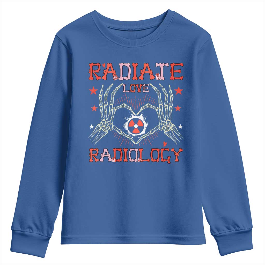 Valentines Radiology Youth Sweatshirt Retro Rad Tech Skeleton Radiate Love Radiology TS10 Royal Blue Print Your Wear