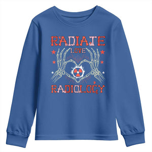 Valentines Radiology Youth Sweatshirt Retro Rad Tech Skeleton Radiate Love Radiology TS10 Royal Blue Print Your Wear