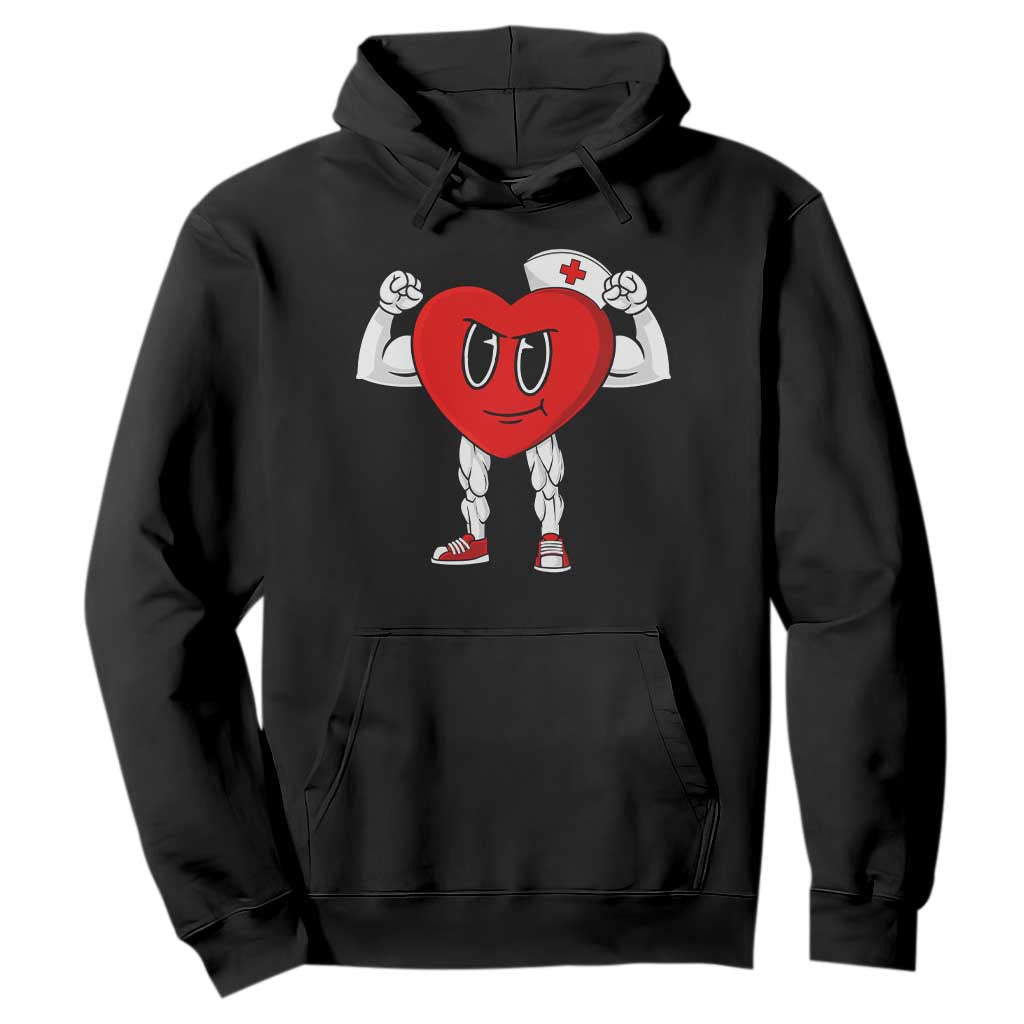 Heart Nurse Valentines Day Hoodie RN CNA ICU Cardiac Heart Anatomy TS10 Black Print Your Wear