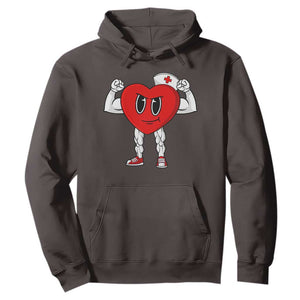 Heart Nurse Valentines Day Hoodie RN CNA ICU Cardiac Heart Anatomy TS10 Dark Chocolate Print Your Wear