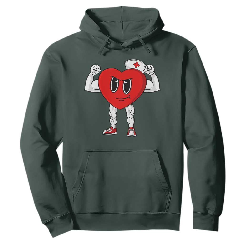 Heart Nurse Valentines Day Hoodie RN CNA ICU Cardiac Heart Anatomy TS10 Dark Forest Green Print Your Wear