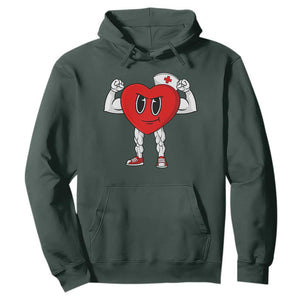 Heart Nurse Valentines Day Hoodie RN CNA ICU Cardiac Heart Anatomy TS10 Dark Forest Green Print Your Wear