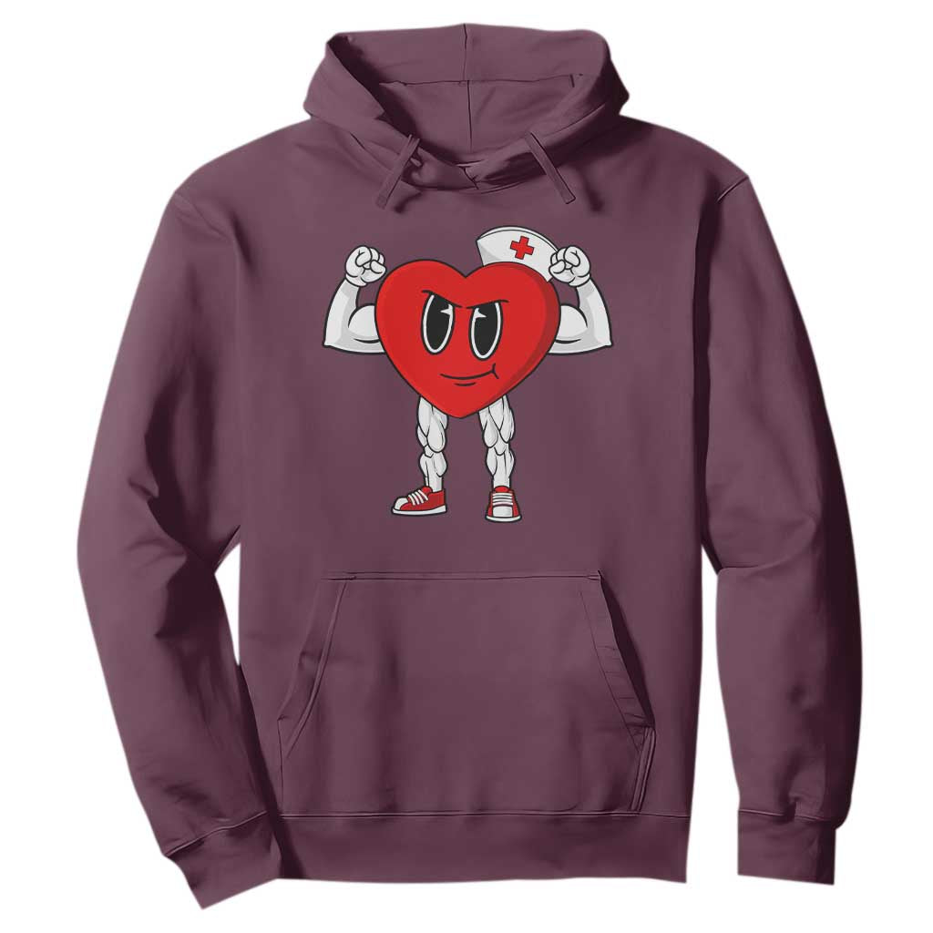 Heart Nurse Valentines Day Hoodie RN CNA ICU Cardiac Heart Anatomy TS10 Maroon Print Your Wear