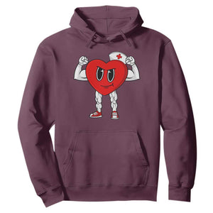 Heart Nurse Valentines Day Hoodie RN CNA ICU Cardiac Heart Anatomy TS10 Maroon Print Your Wear