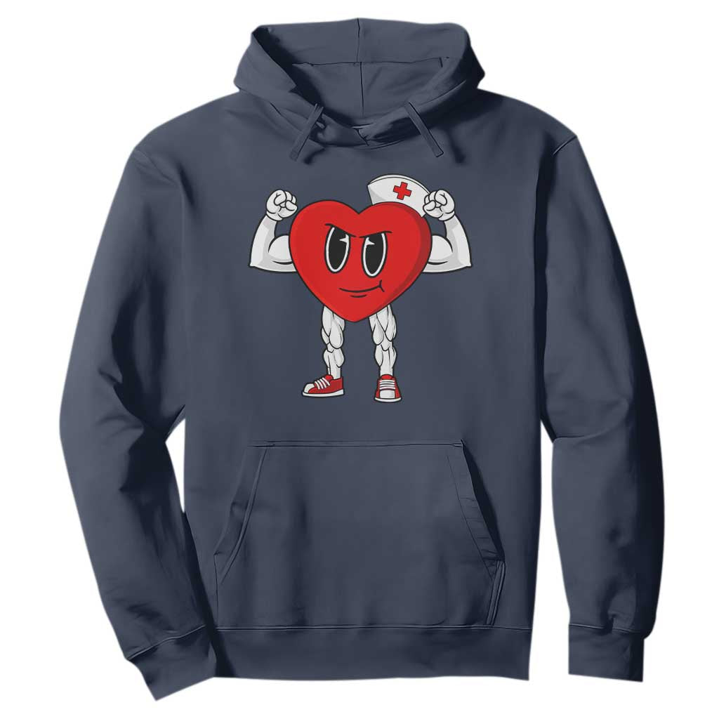 Heart Nurse Valentines Day Hoodie RN CNA ICU Cardiac Heart Anatomy TS10 Navy Print Your Wear