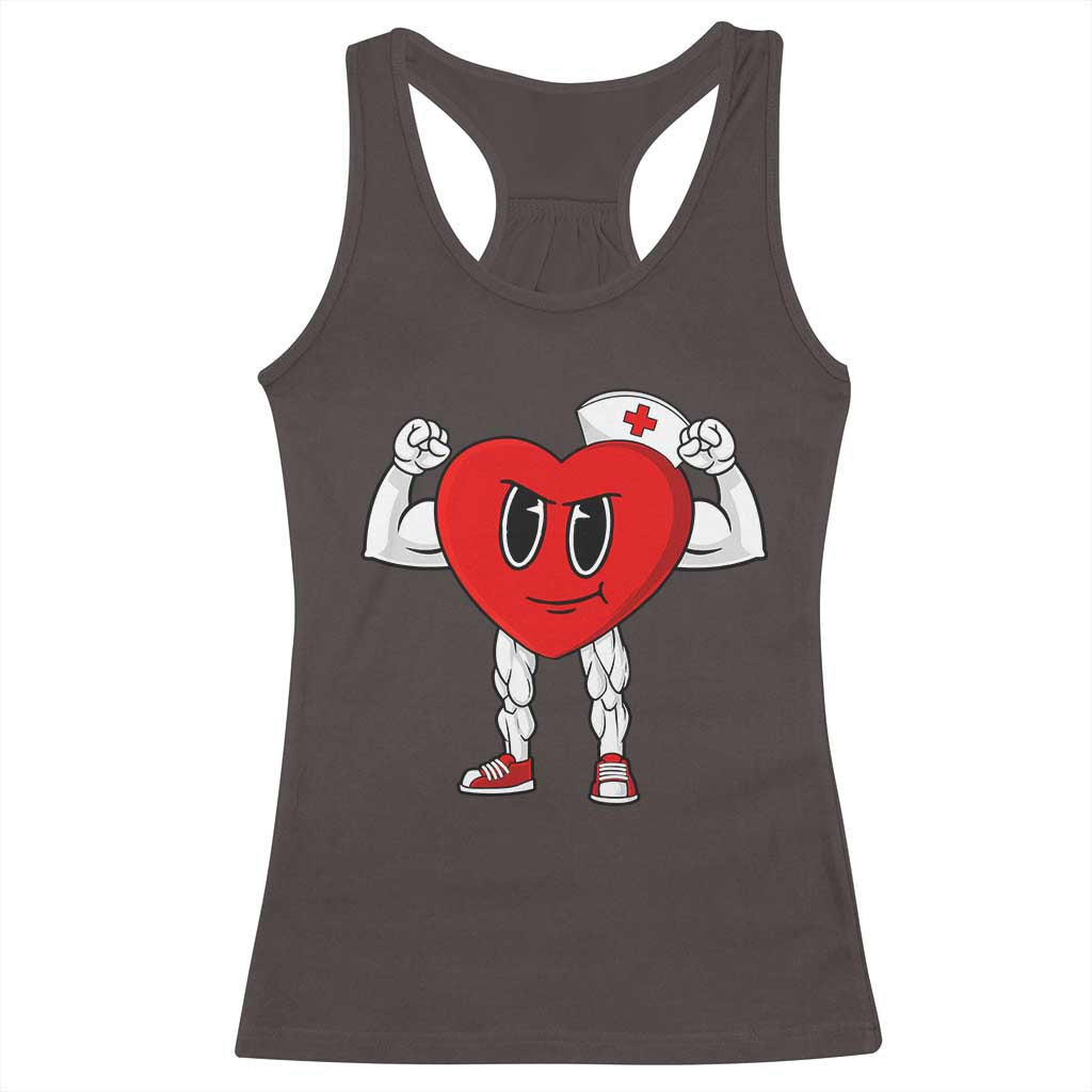 Heart Nurse Valentines Day Racerback Tank Top RN CNA ICU Cardiac Heart Anatomy TS10 Dark Chocolate Print Your Wear