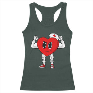 Heart Nurse Valentines Day Racerback Tank Top RN CNA ICU Cardiac Heart Anatomy TS10 Dark Forest Green Print Your Wear