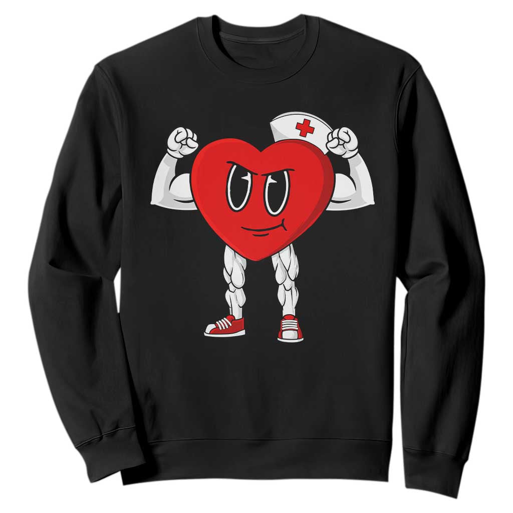 Heart Nurse Valentines Day Sweatshirt RN CNA ICU Cardiac Heart Anatomy TS10 Black Print Your Wear