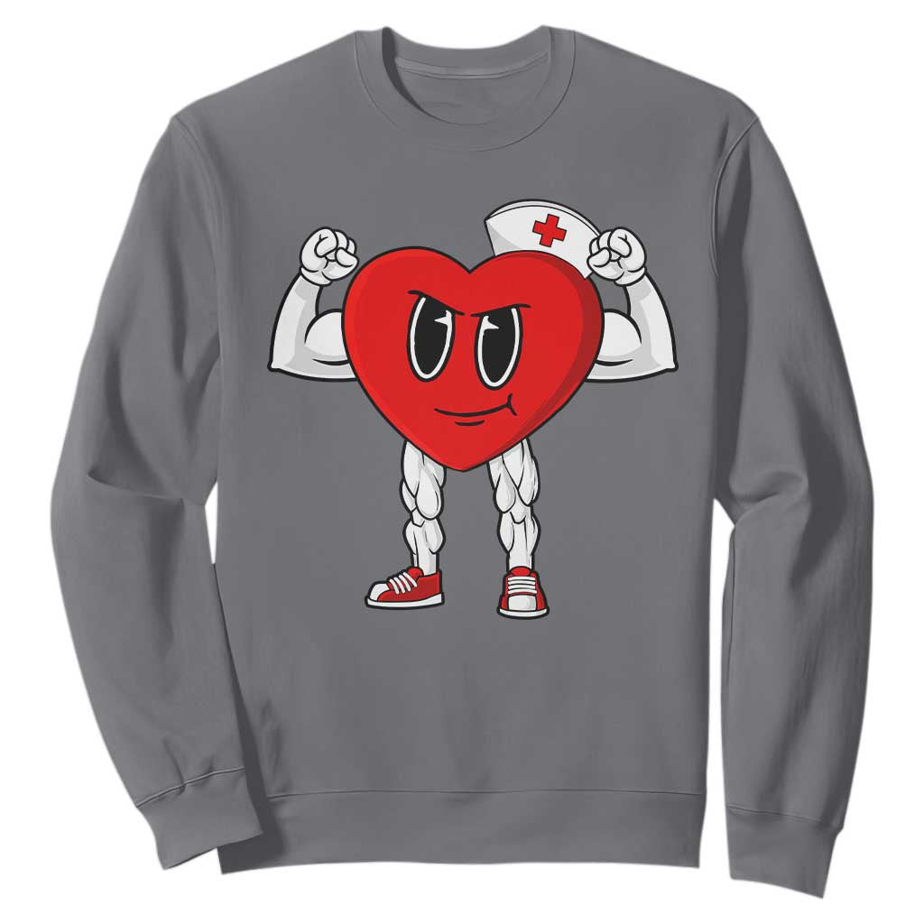 Heart Nurse Valentines Day Sweatshirt RN CNA ICU Cardiac Heart Anatomy TS10 Charcoal Print Your Wear