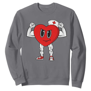 Heart Nurse Valentines Day Sweatshirt RN CNA ICU Cardiac Heart Anatomy TS10 Charcoal Print Your Wear