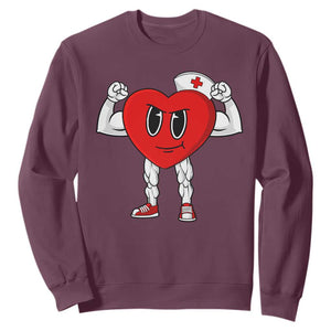 Heart Nurse Valentines Day Sweatshirt RN CNA ICU Cardiac Heart Anatomy TS10 Maroon Print Your Wear