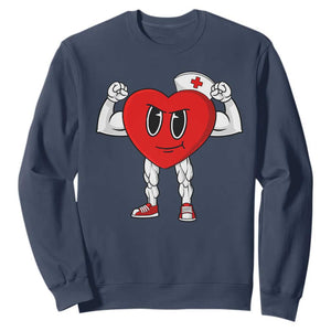Heart Nurse Valentines Day Sweatshirt RN CNA ICU Cardiac Heart Anatomy TS10 Navy Print Your Wear