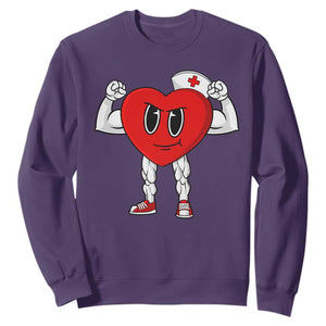 Heart Nurse Valentines Day Sweatshirt RN CNA ICU Cardiac Heart Anatomy TS10 Purple Print Your Wear