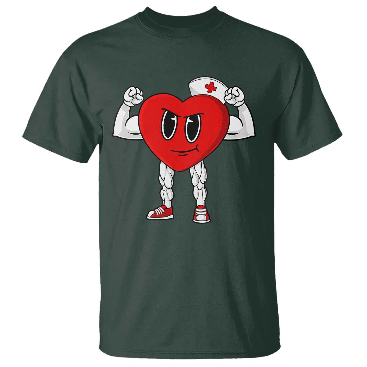 Heart Nurse Valentines Day T Shirt RN CNA ICU Cardiac Heart Anatomy TS10 Dark Forest Green Print Your Wear