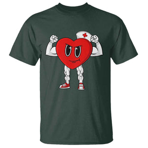 Heart Nurse Valentines Day T Shirt RN CNA ICU Cardiac Heart Anatomy TS10 Dark Forest Green Print Your Wear