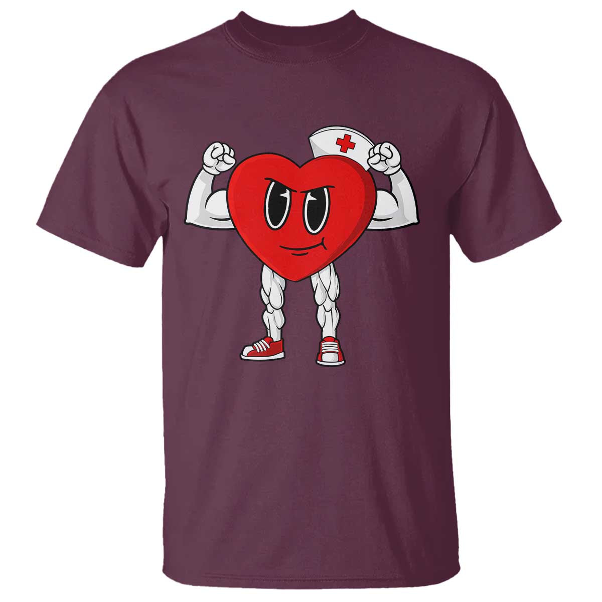 Heart Nurse Valentines Day T Shirt RN CNA ICU Cardiac Heart Anatomy TS10 Maroon Print Your Wear