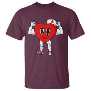 Heart Nurse Valentines Day T Shirt RN CNA ICU Cardiac Heart Anatomy TS10 Maroon Print Your Wear