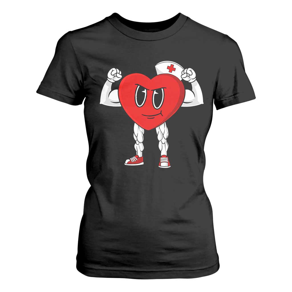 Heart Nurse Valentines Day T Shirt For Women RN CNA ICU Cardiac Heart Anatomy TS10 Black Print Your Wear
