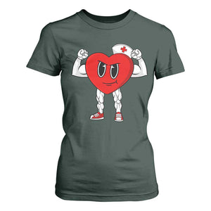 Heart Nurse Valentines Day T Shirt For Women RN CNA ICU Cardiac Heart Anatomy TS10 Dark Forest Green Print Your Wear