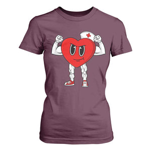Heart Nurse Valentines Day T Shirt For Women RN CNA ICU Cardiac Heart Anatomy TS10 Maroon Print Your Wear