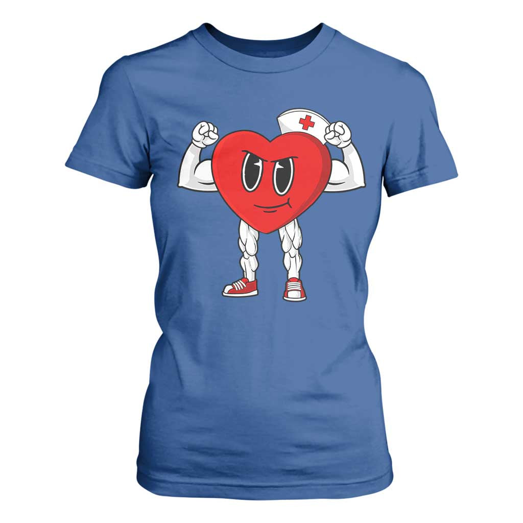 Heart Nurse Valentines Day T Shirt For Women RN CNA ICU Cardiac Heart Anatomy TS10 Royal Blue Print Your Wear