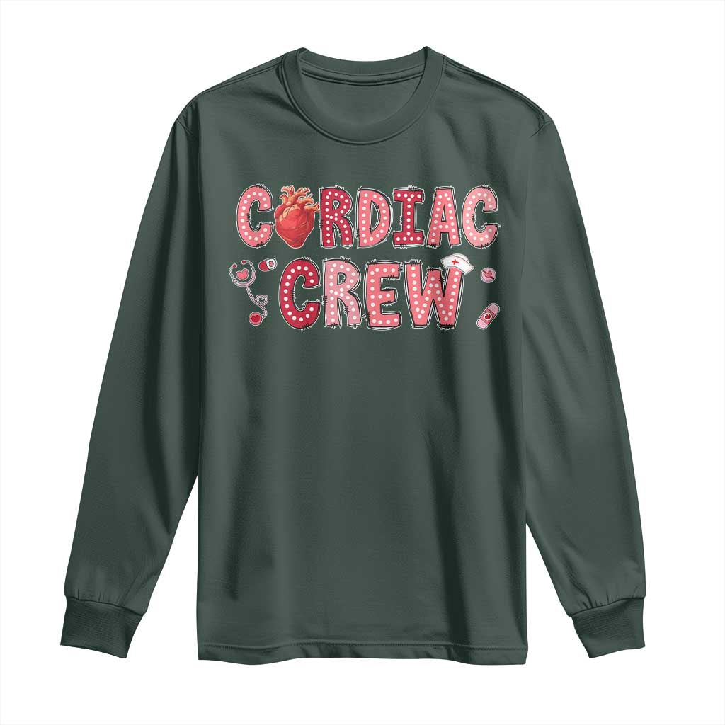 Valentine Cardiac Nurse Long Sleeve Shirt Heart Anatomy TS10 Dark Forest Green Print Your Wear