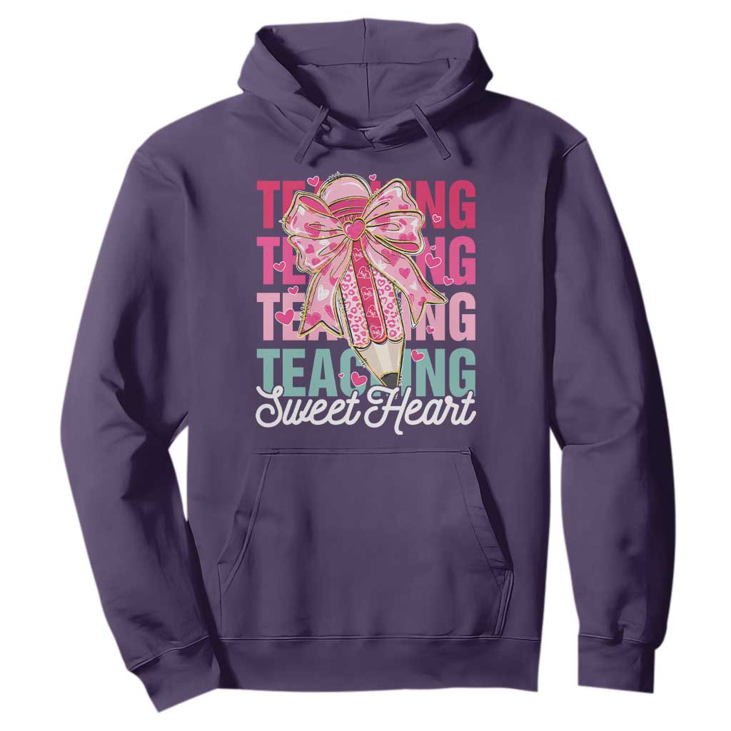 Teacher Valentine Coquette Bow Hoodie Teaching Sweethearts TS10 Purple Print Your Wear