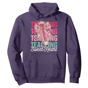 Teacher Valentine Coquette Bow Hoodie Teaching Sweethearts TS10 Purple Print Your Wear