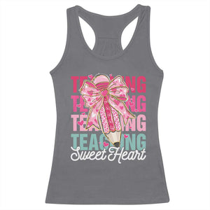 Teacher Valentine Coquette Bow Racerback Tank Top Teaching Sweethearts TS10 Charcoal Print Your Wear