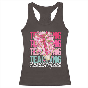 Teacher Valentine Coquette Bow Racerback Tank Top Teaching Sweethearts TS10 Dark Chocolate Print Your Wear