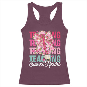 Teacher Valentine Coquette Bow Racerback Tank Top Teaching Sweethearts TS10 Maroon Print Your Wear