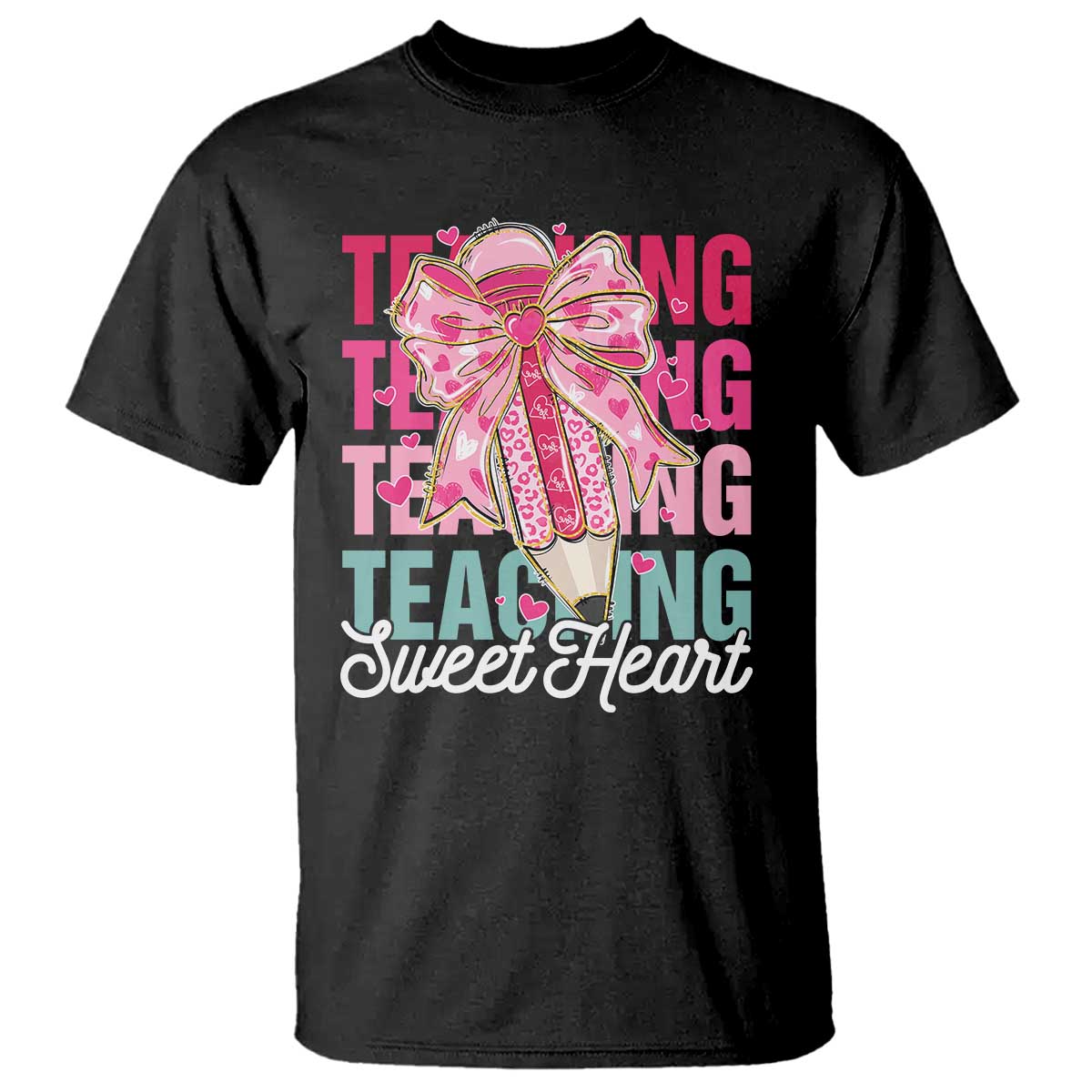 Teacher Valentine Coquette Bow T Shirt Teaching Sweethearts TS10 Black Print Your Wear