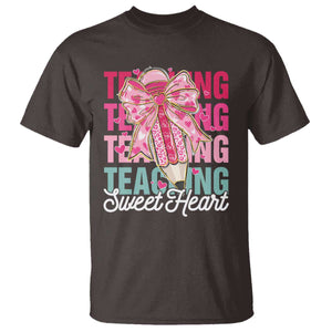 Teacher Valentine Coquette Bow T Shirt Teaching Sweethearts TS10 Dark Chocolate Print Your Wear