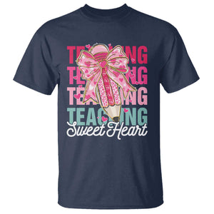 Teacher Valentine Coquette Bow T Shirt Teaching Sweethearts TS10 Navy Print Your Wear