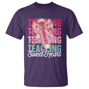 Teacher Valentine Coquette Bow T Shirt Teaching Sweethearts TS10 Purple Print Your Wear