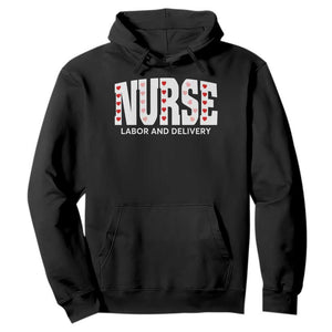 Nurse Labor and Delivery Hoodie L&D Maternity Nursing Baby Delivery Valentines Day Heart TS10 Black Print Your Wear