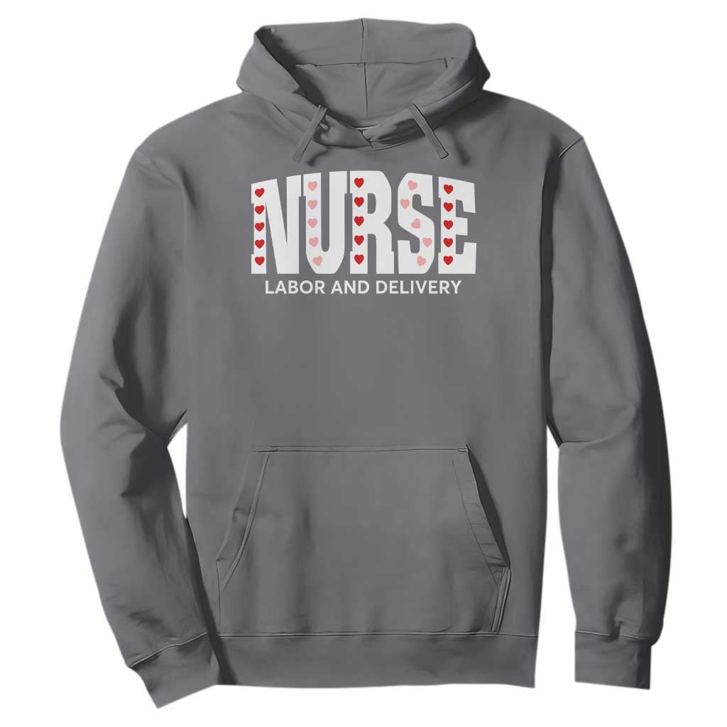 Nurse Labor and Delivery Hoodie L&D Maternity Nursing Baby Delivery Valentines Day Heart TS10 Charcoal Print Your Wear