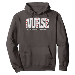 Nurse Labor and Delivery Hoodie L&D Maternity Nursing Baby Delivery Valentines Day Heart TS10 Dark Chocolate Print Your Wear