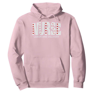 Nurse Labor and Delivery Hoodie L&D Maternity Nursing Baby Delivery Valentines Day Heart TS10 Light Pink Print Your Wear