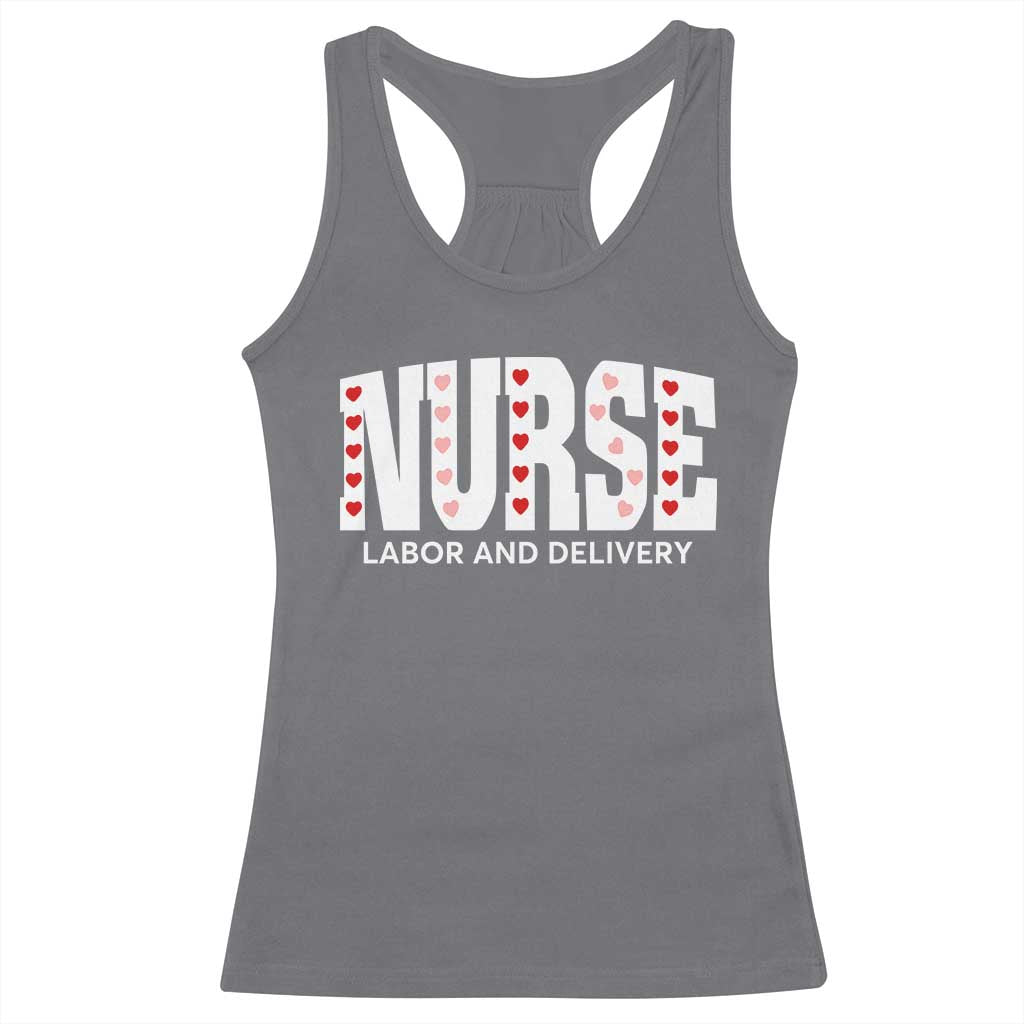 Nurse Labor and Delivery Racerback Tank Top L&D Maternity Nursing Baby Delivery Valentines Day Heart TS10 Charcoal Print Your Wear